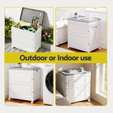 Gardeon 159L Outdoor Storage Box Stackable Cupboard Camping Organizer Wheels - Low Angle