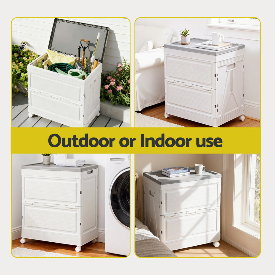 Gardeon 159L Outdoor Storage Box Stackable Cupboard Camping Organizer Wheels