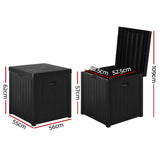 Gardeon Outdoor Storage Box 195L Organiser Garden Bench Deck Toy Shed Tool Black - Front View