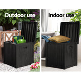 Gardeon Outdoor Storage Box 195L Organiser Garden Bench Deck Toy Shed Tool Black - Rear View