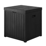 Gardeon Outdoor Storage Box 195L Organiser Garden Bench Deck Toy Shed Tool Black - Close-Up Angle
