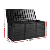Gardeon Outdoor Storage Box 290L Lockable Organiser Garden Deck Shed All Black - Front View