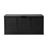 Gardeon Outdoor Storage Box 290L Lockable Organiser Garden Deck Shed All Black - Side View