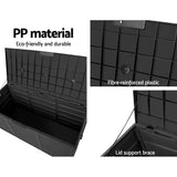 Gardeon Outdoor Storage Box 290L Lockable Organiser Garden Deck Shed All Black - Rear View