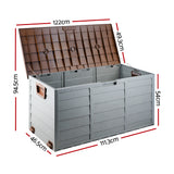 Gardeon Outdoor Storage Box 290L Lockable Organiser Garden Deck Shed Tool Brown - Front View