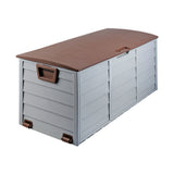Gardeon Outdoor Storage Box 290L Lockable Organiser Garden Deck Shed Tool Brown - Top-Down View