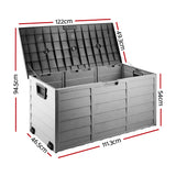 Gardeon Outdoor Storage Box 290L Lockable Organiser Garden Deck Shed Tool Black - Front View