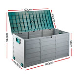 Gardeon Outdoor Storage Box 290L Lockable Organiser Garden Deck Shed Tool Green - Front View
