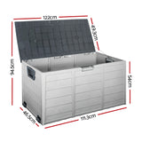 Gardeon Outdoor Storage Box 290L Lockable Organiser Garden Deck Shed Tool Grey - Front View