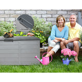 Gardeon Outdoor Storage Box 290L Lockable Organiser Garden Deck Shed Tool Grey - Rear View