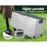 Gardeon Outdoor Storage Box 290L Lockable Organiser Garden Deck Shed Tool Grey - Close-Up Angle