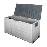 Gardeon Outdoor Storage Box 290L Lockable Organiser Garden Deck Shed Tool Grey - Low Angle