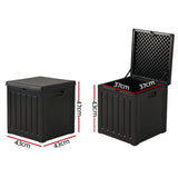 Gardeon Outdoor Storage Box 80L Container Lockable Garden Toy Tool Shed Black - Front View