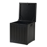 Gardeon Outdoor Storage Box 80L Container Lockable Garden Toy Tool Shed Black - Side View