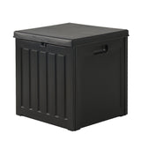Gardeon Outdoor Storage Box 80L Container Lockable Garden Toy Tool Shed Black - Close-Up Angle