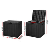 Gardeon Outdoor Storage Box 118L Container Lockable Garden Toy Tool Shed Black - Front View