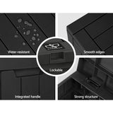 Gardeon Outdoor Storage Box 118L Container Lockable Garden Toy Tool Shed Black - 45-Degree Angle