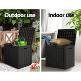 Gardeon Outdoor Storage Box 118L Container Lockable Garden Toy Tool Shed Black - Rear View