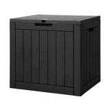 Gardeon Outdoor Storage Box 118L Container Lockable Garden Toy Tool Shed Black - Close-Up Angle