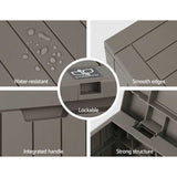 Gardeon Outdoor Storage Box 118L Container Lockable Indoor Garden Toy Tool Shed Grey - 45-Degree Angle