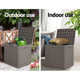 Gardeon Outdoor Storage Box 118L Container Lockable Indoor Garden Toy Tool Shed Grey - Rear View