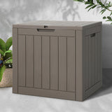 Gardeon Outdoor Storage Box 118L Container Lockable Indoor Garden Toy Tool Shed Grey - Close-Up Angle
