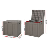 Gardeon Outdoor Storage Box 118L Container Lockable Garden Toy Tool Shed Grey - Front View