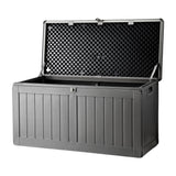 Gardeon Outdoor Storage Box 190L Container Lockable Garden Bench Tool Shed Black - Low Angle