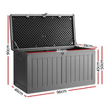 Gardeon Outdoor Storage Box 190L Container Lockable Garden Bench Tool Shed Black - Front View