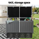 Gardeon Outdoor Storage Box 190L Container Lockable Garden Bench Tool Shed Black - Top-Down View