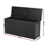 Gardeon Outdoor Storage Box 240L Container Lockable Garden Bench Tool Shed Black - Front View