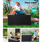 Gardeon Outdoor Storage Box 240L Container Lockable Garden Bench Tool Shed Black - 45-Degree Angle