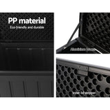 Gardeon Outdoor Storage Box 240L Container Lockable Garden Bench Tool Shed Black - Rear View