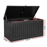 Gardeon Outdoor Storage Box 270L Container Lockable Garden Bench Tool Shed Black - Front View