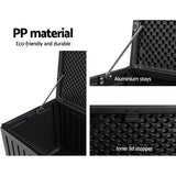 Gardeon Outdoor Storage Box 270L Container Lockable Garden Bench Tool Shed Black - 45-Degree Angle
