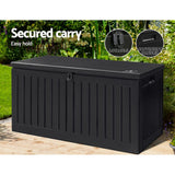 Gardeon Outdoor Storage Box 270L Container Lockable Garden Bench Tool Shed Black - Rear View