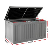 Gardeon Outdoor Storage Box 270L Container Lockable Garden Bench Tool Shed Grey - Front View