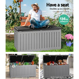 Gardeon Outdoor Storage Box 270L Container Lockable Garden Bench Tool Shed Grey - Top-Down View