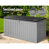 Gardeon Outdoor Storage Box 270L Container Lockable Garden Bench Tool Shed Grey - Rear View