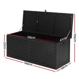 Gardeon Outdoor Storage Box 390L Container Lockable Garden Bench Shed Tools Toy All Black - Front View