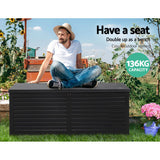 Gardeon Outdoor Storage Box 390L Container Lockable Garden Bench Shed Tools Toy All Black - 45-Degree Angle