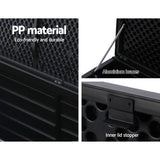 Gardeon Outdoor Storage Box 390L Container Lockable Garden Bench Shed Tools Toy All Black - Rear View