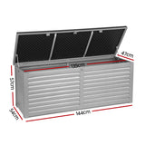 Gardeon Outdoor Storage Box 390L Container Lockable Garden Bench Tools Toy Shed Black - Front View