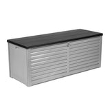 Gardeon Outdoor Storage Box 390L Container Lockable Garden Bench Tools Toy Shed Black - Top-Down View