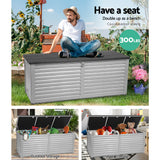 Gardeon Outdoor Storage Box 390L Container Lockable Garden Bench Tools Toy Shed Black - 45-Degree Angle