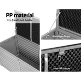 Gardeon Outdoor Storage Box 390L Container Lockable Garden Bench Tools Toy Shed Black - Rear View