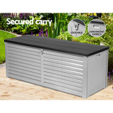 Gardeon Outdoor Storage Box 390L Container Lockable Garden Bench Tools Toy Shed Black - Close-Up Angle