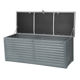 Gardeon Outdoor Storage Box 390L Container Lockable Garden Bench Tools Toy Shed Black - Front View