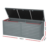 Gardeon Outdoor Storage Box 390L Container Lockable Garden Bench Tools Toy Shed Black - Side View