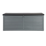 Gardeon Outdoor Storage Box 390L Container Lockable Garden Bench Tools Toy Shed Black - Top-Down View